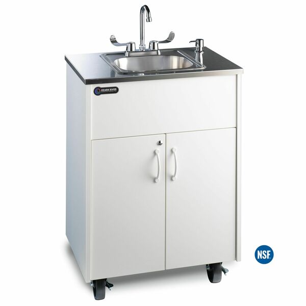 Ozark River Mfg Premier White Hot & Cold Water Portable Sink w/Stainless Top ADSTW-SS-SS1N